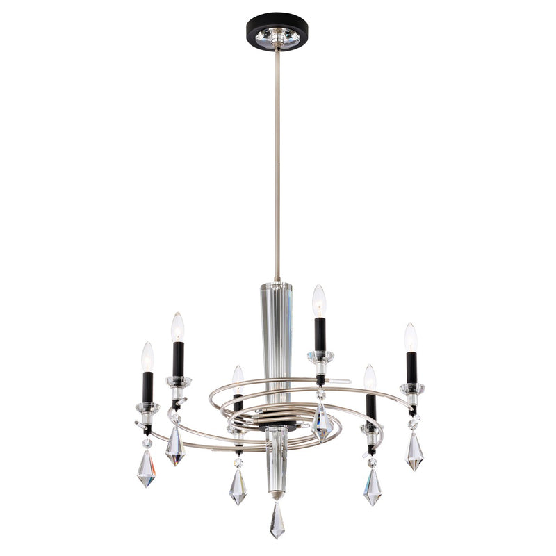 Schonbek S5606-710/18R Six Light Chandelier, Soft Silver/Black