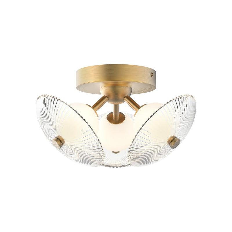 Alora FM417604BGCR-UNV LED Flush Mount, Brushed Gold/Clear Ribbed Glass
