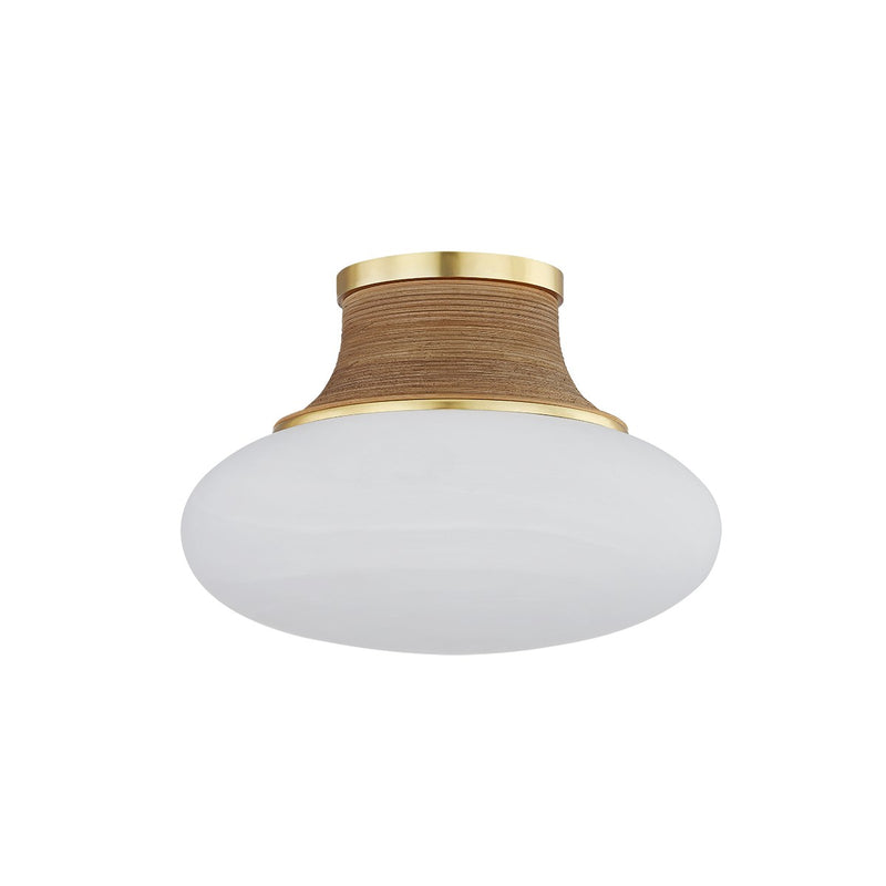 Hudson Valley 2308-AGB One Light Flush Mount, Aged Brass