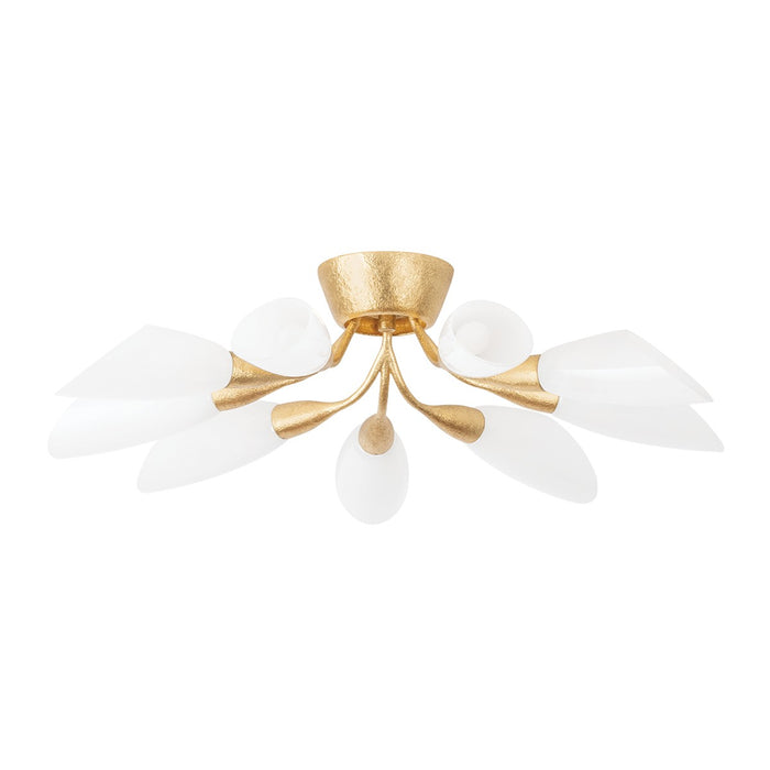 Hudson Valley 3031-VGL Nine Light Semi Flush Mount, Vintage Gold Leaf