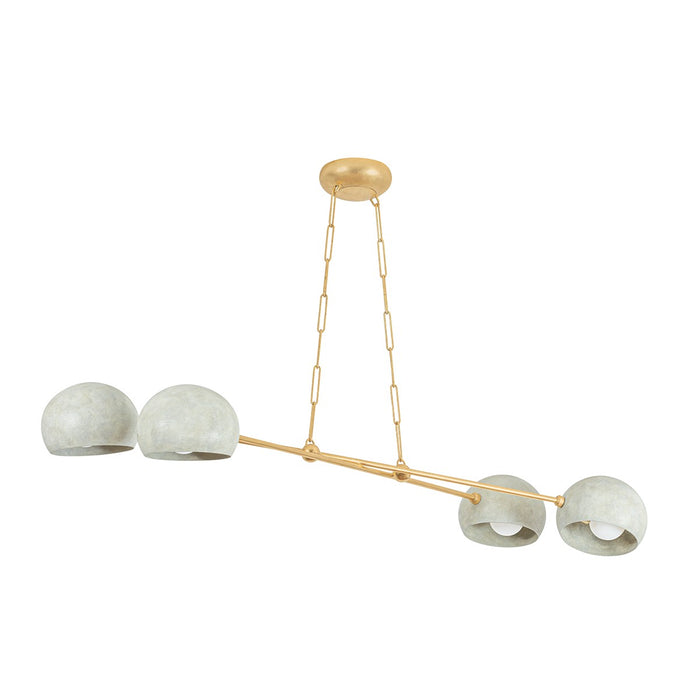 Hudson Valley 3104-VGL/LWP Four Light Chandelier, Vintage Gold Leaf/Limewash Plaster