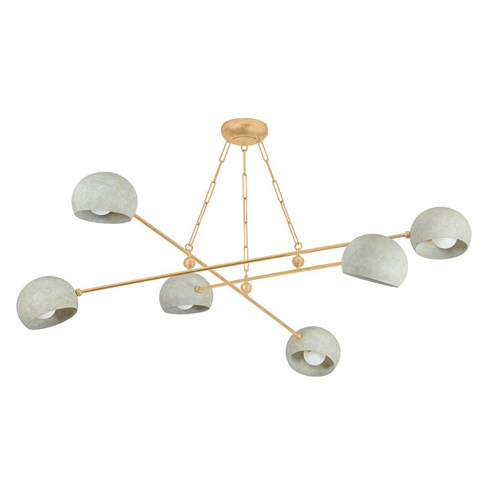 Hudson Valley 3106-VGL/LWP Six Light Chandelier, Vintage Gold Leaf/Limewash Plaster