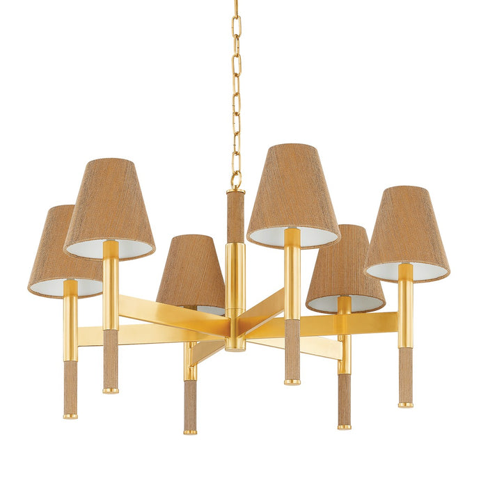 Hudson Valley 3434-AGB Six Light Chandelier, Aged Brass