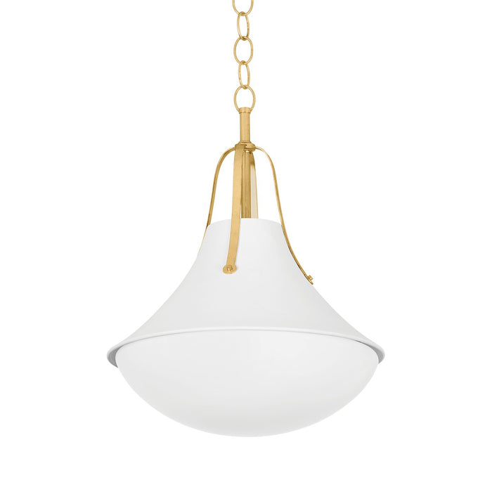 Hudson Valley 4516-VGL/WP One Light Pendant, Vintage Gold Leaf/ White Plaster