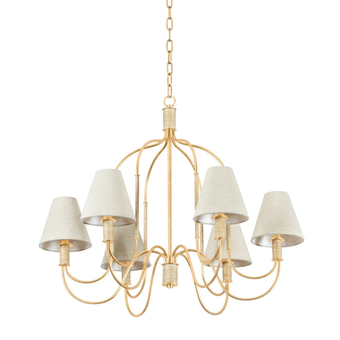 Hudson Valley 5732-VGL Six Light Chandelier, Vintage Gold Leaf