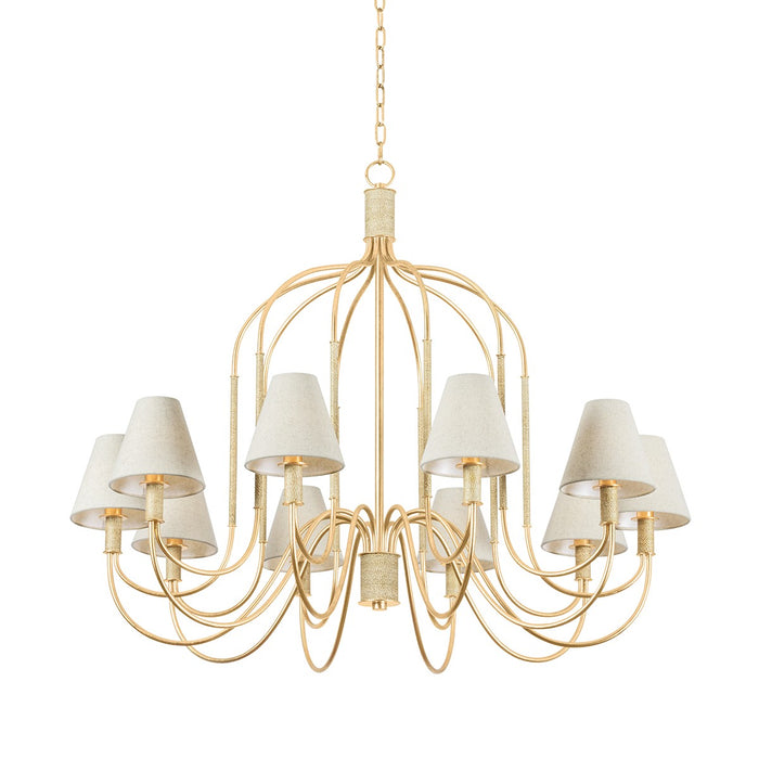 Hudson Valley 5744-VGL Ten Light Chandelier, Vintage Gold Leaf