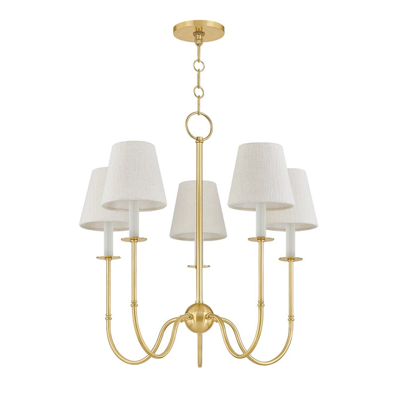 Hudson Valley 6927-AGB Five Light Chandelier, Aged Brass