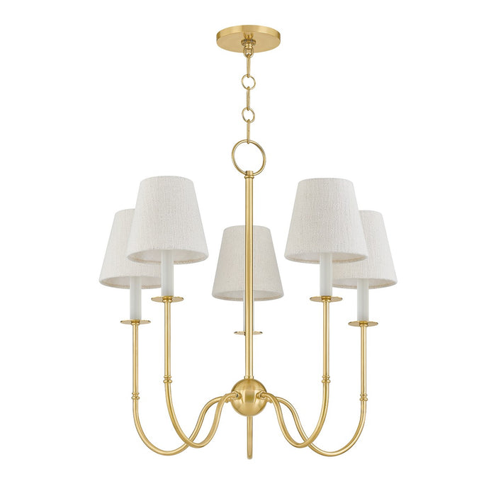 Hudson Valley 6927-AGB Five Light Chandelier, Aged Brass