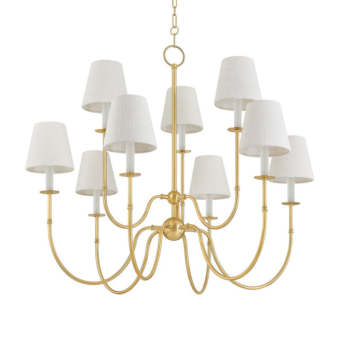 Hudson Valley 6939-AGB Nine Light Chandelier, Aged Brass
