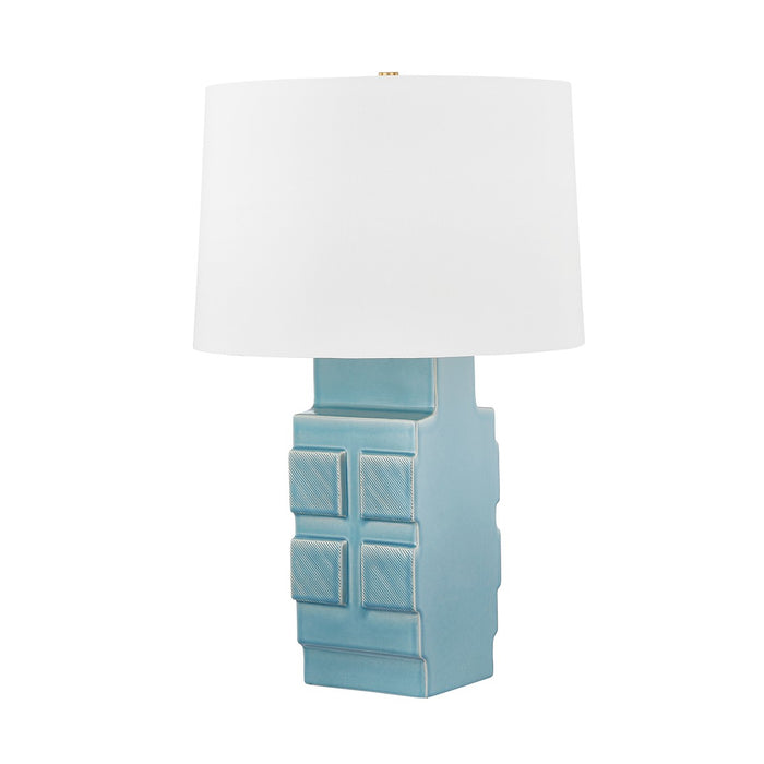 Hudson Valley L3229-AGB/CMT One Light Table Lamp, Aged Brass/Ceramic Moonstone Granite