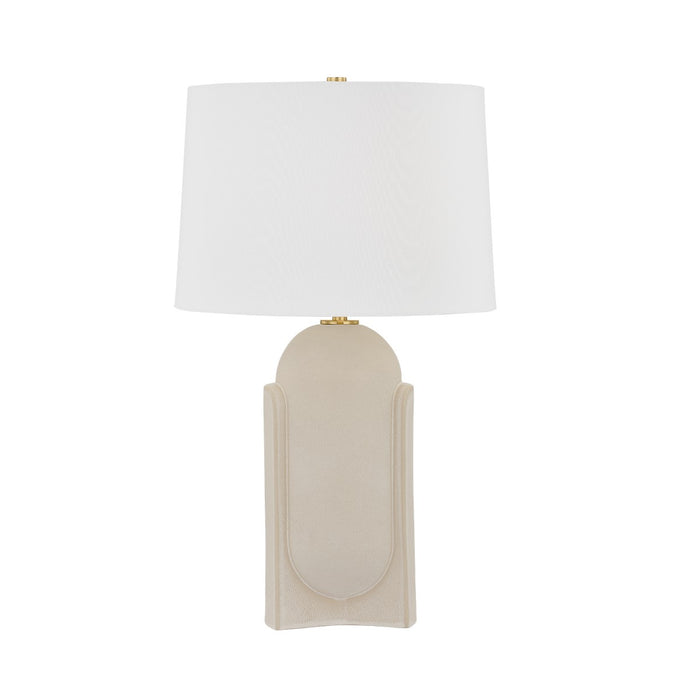 Hudson Valley L4127-AGB/CMS One Light Table Lamp, Aged Brass/Ceramic Moonstone Sand
