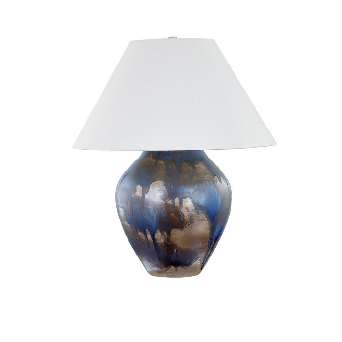 Hudson Valley L8126-AGB/CLB One Light Table Lamp, Aged Brass/Ceramic Silt Blue