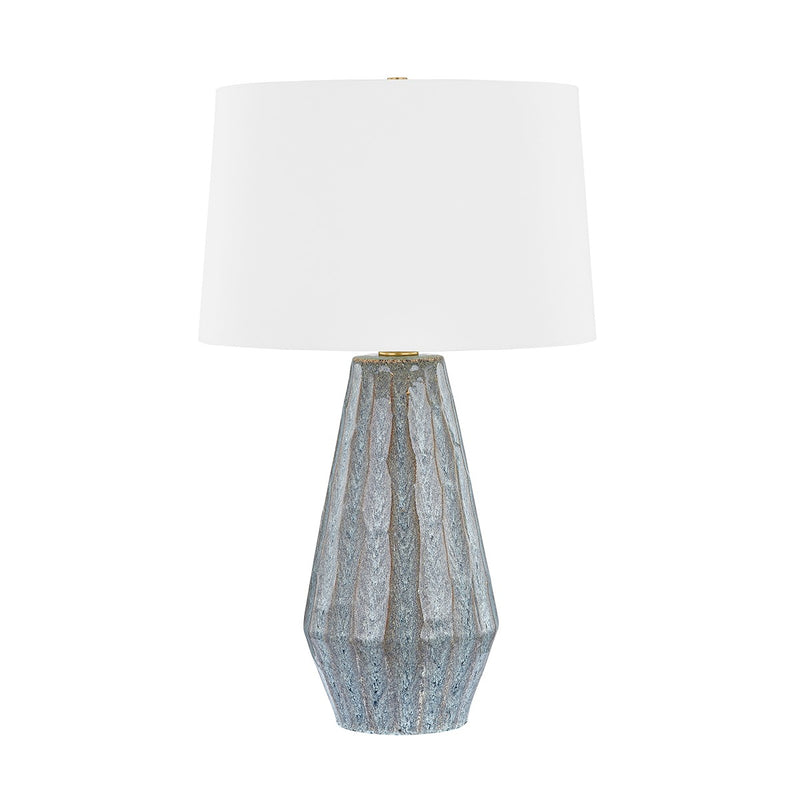 Hudson Valley L8731-AGB/CST One Light Table Lamp, Aged Brass/Ceramic Swept Coast