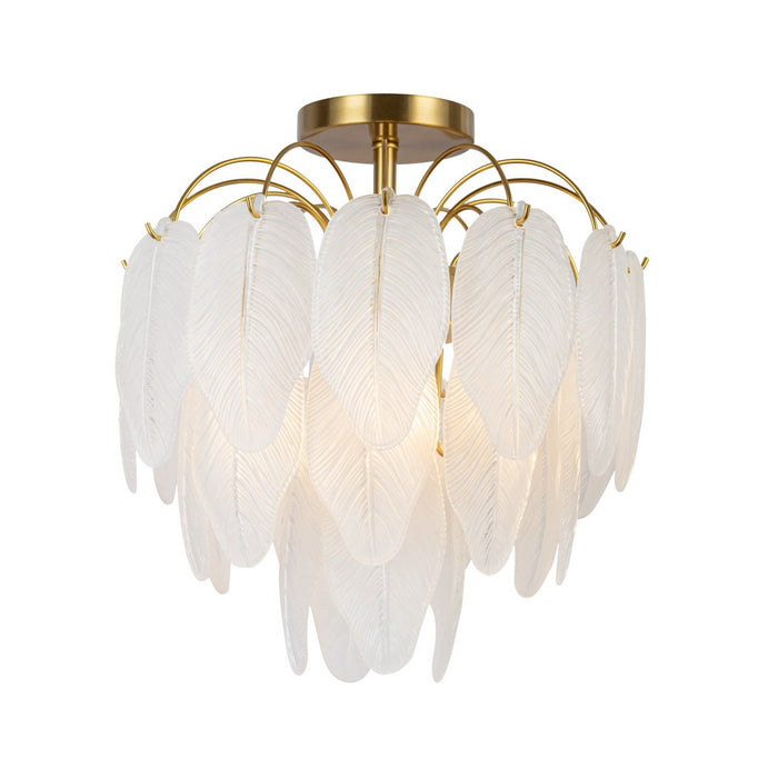 Artcraft AC11785BR Four Light Semi-Flush Mount, Brushed Brass