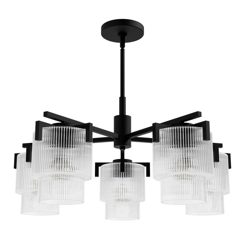 Hunter 13137 Five Light Chandelier, Matte Black