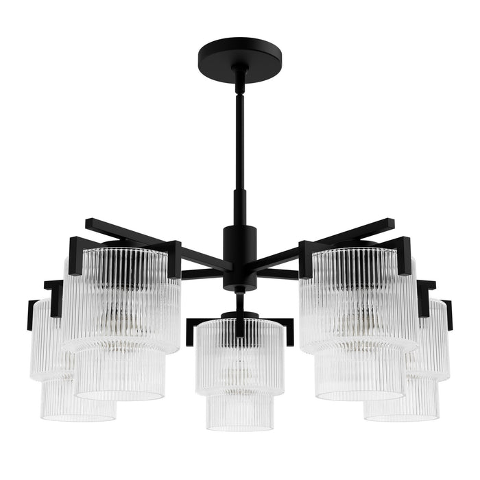 Hunter 13137 Five Light Chandelier, Matte Black