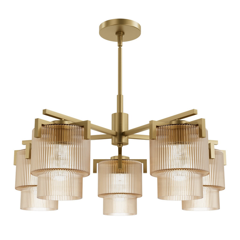 Hunter 13138 Five Light Chandelier, Luxe Gold