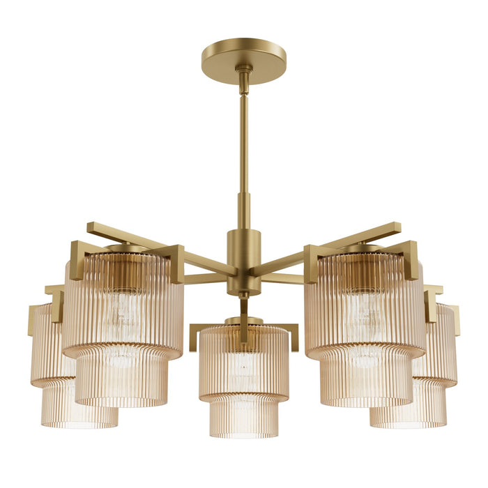 Hunter 13138 Five Light Chandelier, Luxe Gold