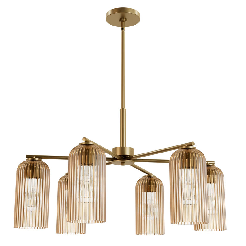 Hunter 13230 Six Light Chandelier, Luxe Gold