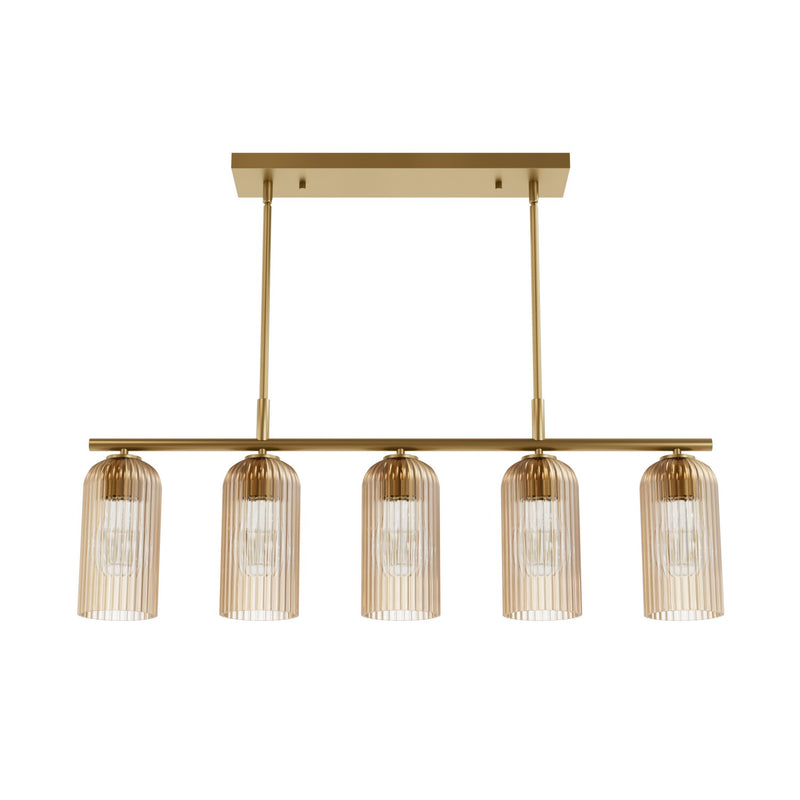 Hunter 13233 Five Light Chandelier, Luxe Gold