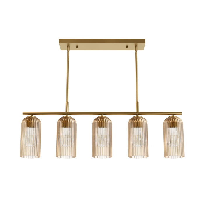 Hunter 13233 Five Light Chandelier, Luxe Gold