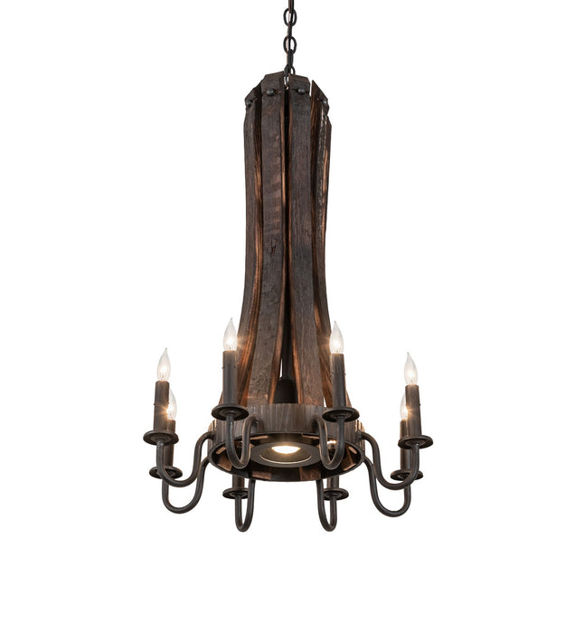 Meyda Tiffany 270083 Nine Light Chandelier, Costello Black/Charred Wood