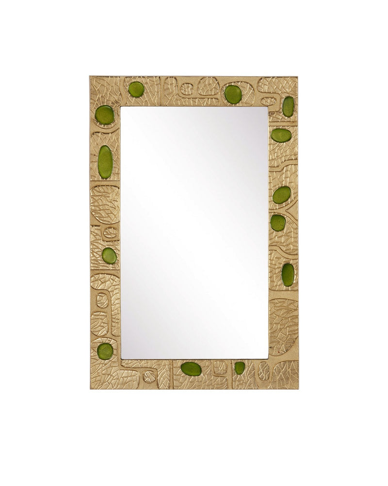 Currey and Company 1000-0157 Mirror, Gold / Green