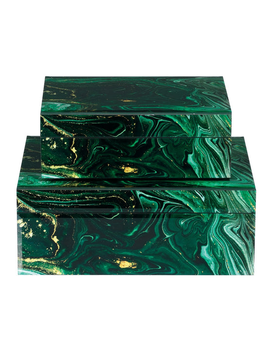Currey and Company 1200-0924 Box Set of 2, Dark Green