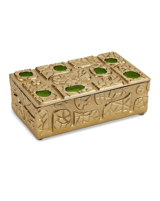 Currey and Company 1200-0936 Box, Gold / Green / Black