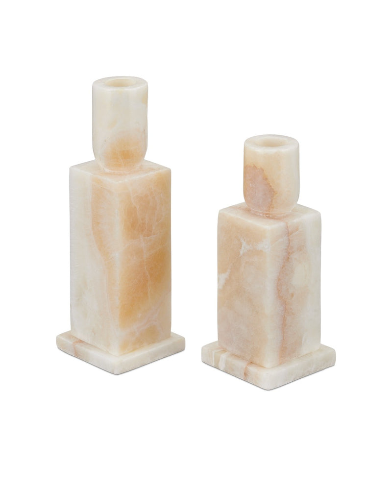 Currey and Company 1200-0951 Candle Holder Set of 2, Natural