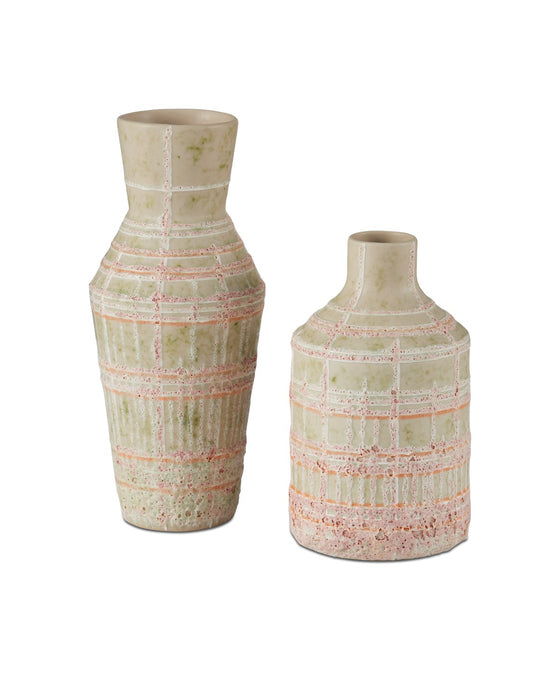 Currey and Company 1200-0961 Vase Set of 2, Cream / Green