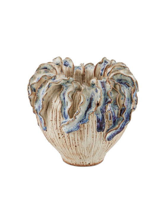 Currey and Company 1200-0964 Vase, Ivory / Reactive Blue