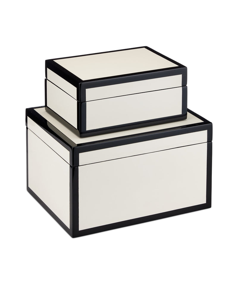 Currey and Company 1200-0972 Box Set of 2, Ivory / Black