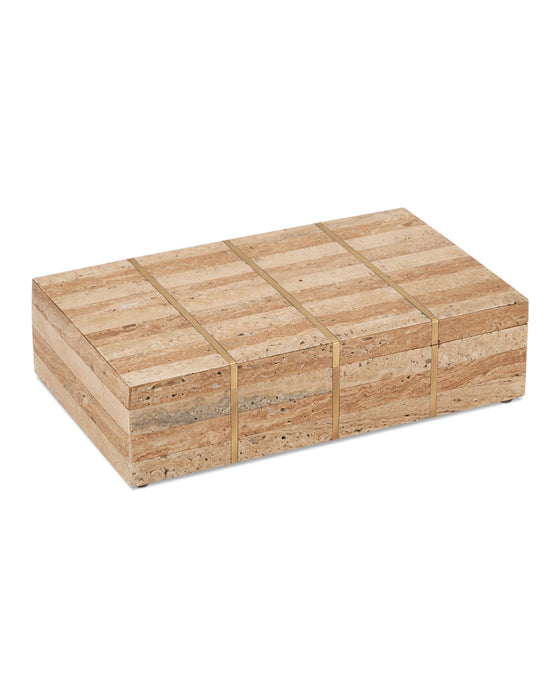 Currey and Company 1200-0973 Box, Natural / Brass / Off-White