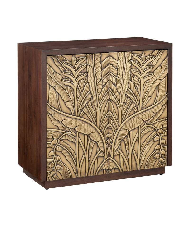 Currey and Company 3000-0304 Cabinet, Walnut / Antique Brass