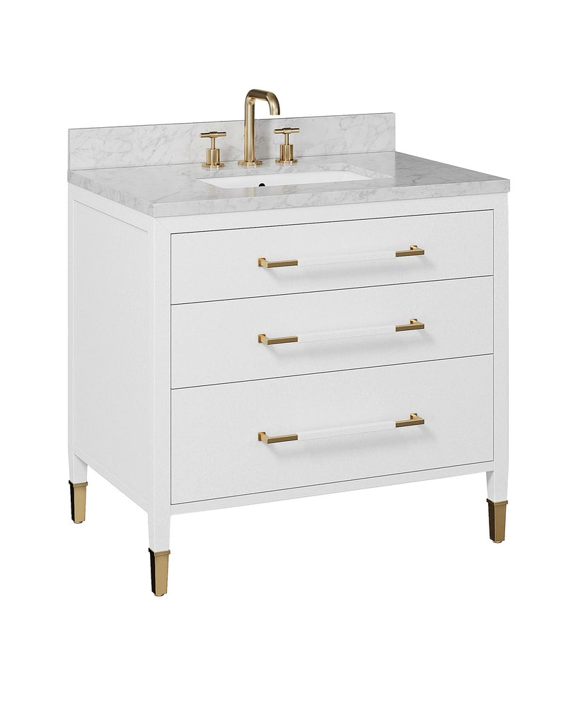 Currey and Company 3800-0007 Vanity with Sink, Acrylic White / Natural / White / Champagne