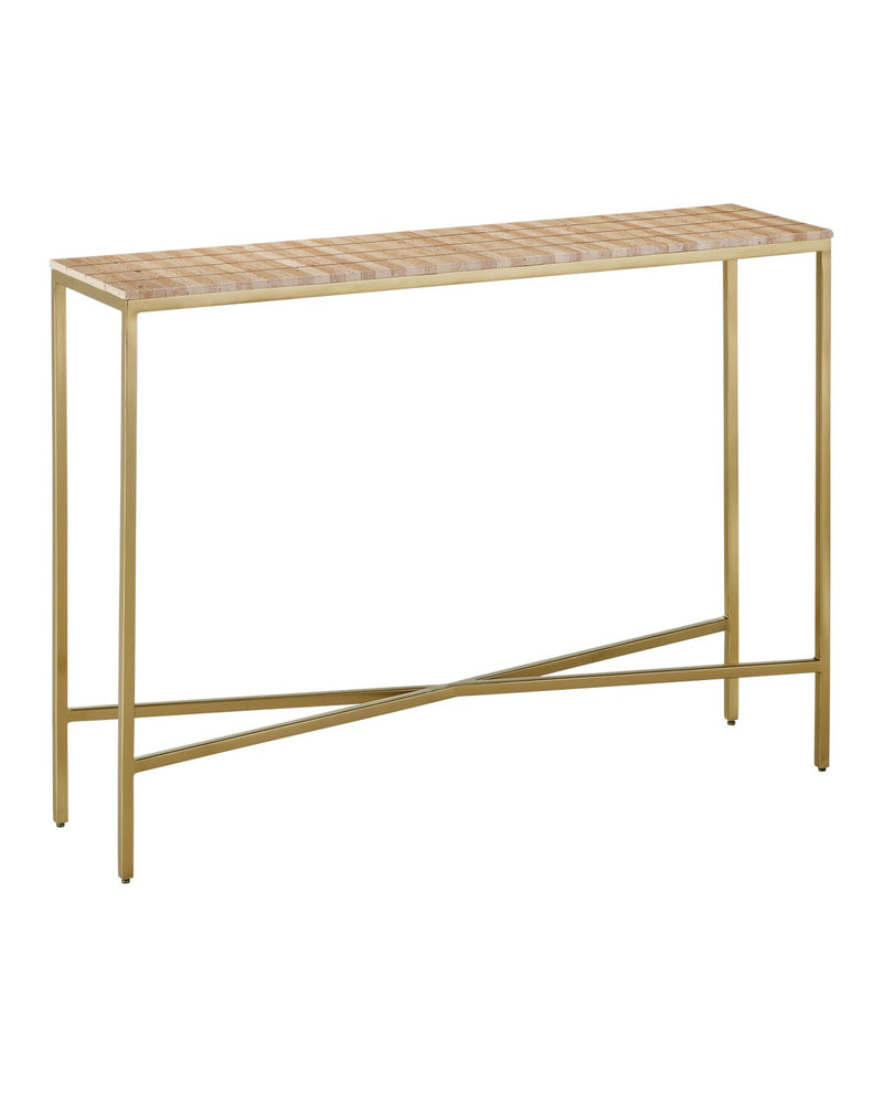 Currey and Company 4000-0204 Console Table, Natural / Brass