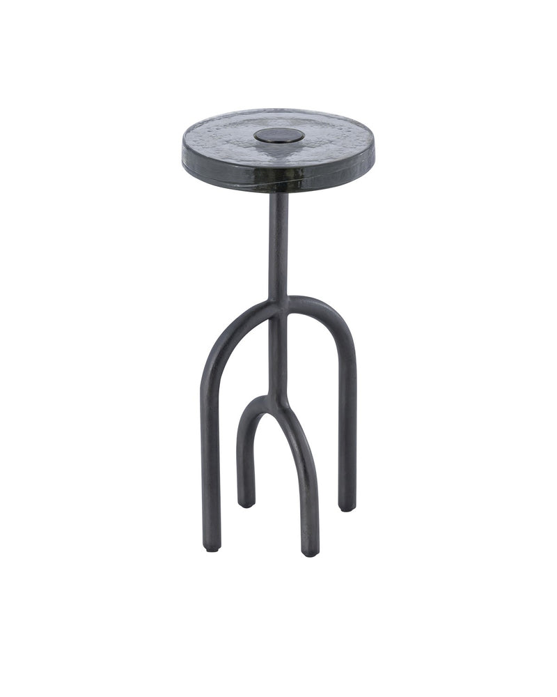 Currey and Company 4000-0212 Drinks Table, Black Nickel / Clear