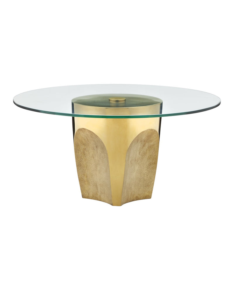 Currey and Company 4000-0217 Cocktail Table, Polished Brass / Clear