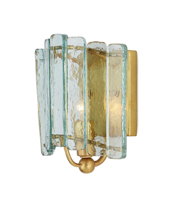 Currey and Company 5000-0271 One Light Wall Sconce, Contemporary Gold Leaf / Clear
