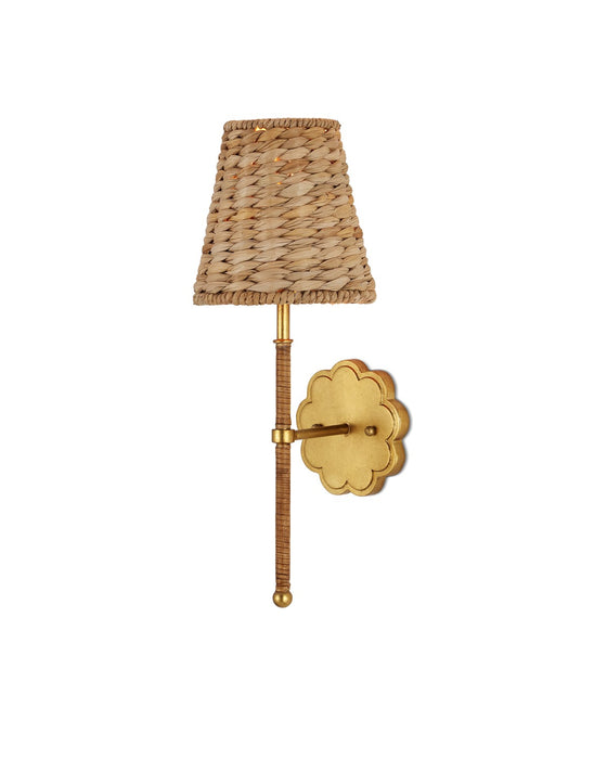 Currey and Company 5000-0272 LED Wall Sconce, Contemporary Gold Leaf / Natural