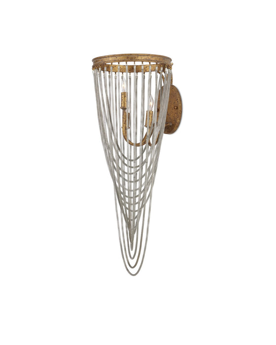 Currey and Company 5000-0273 Three Light Wall Sconce, French Gold Leaf / Iron