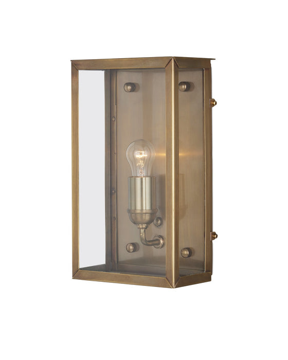 Currey and Company 5500-0052 One Light Outdoor Wall Sconce, Antique Brass / Clear