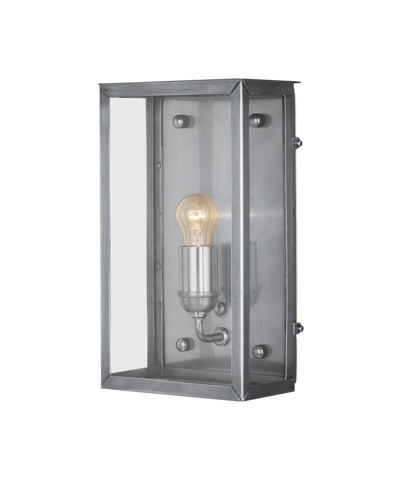 Currey and Company 5500-0054 One Light Outdoor Wall Sconce, Antique Silver / Clear