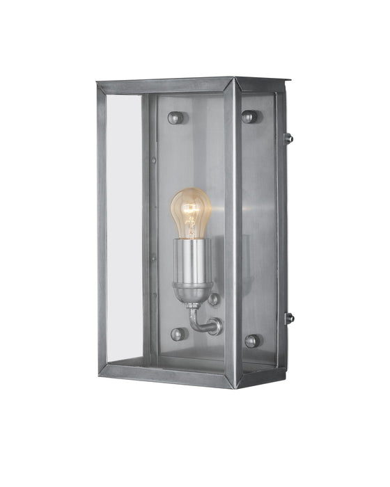 Currey and Company 5500-0054 One Light Outdoor Wall Sconce, Antique Silver / Clear