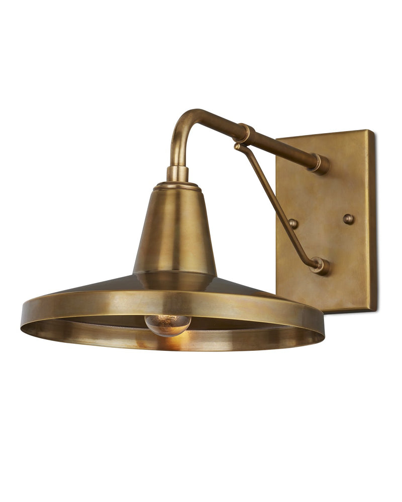 Currey and Company 5500-0055 One Light Outdoor Wall Sconce, Antique Brass