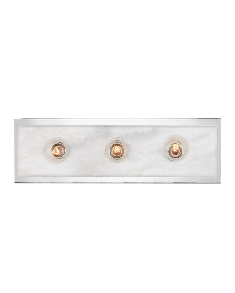 Currey and Company 5800-0054 Three Light Bath Wall Sconce, Natural / Polished Nickel