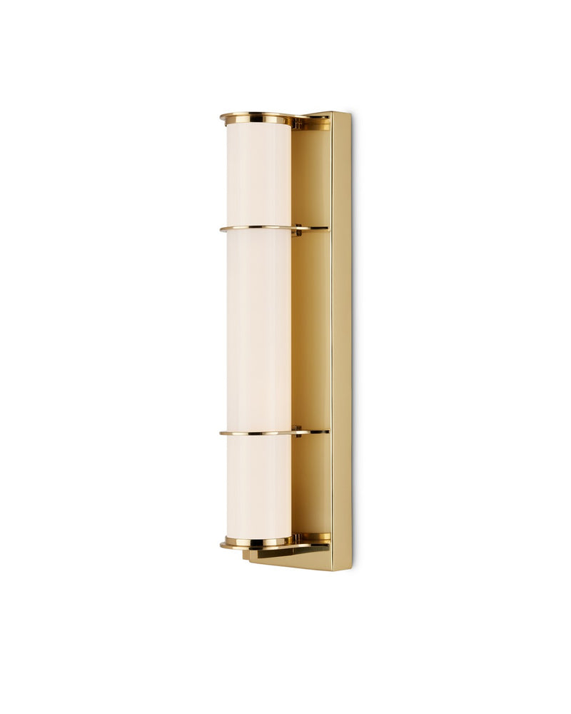 Currey and Company 5800-0061 One Light Bath Wall Sconce, Polished Brass / White