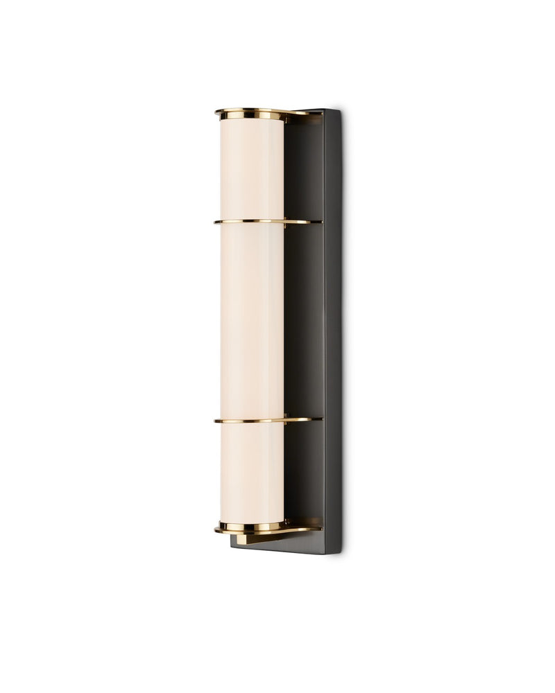 Currey and Company 5800-0063 One Light Bath Wall Sconce, Oil Rubbed Bronze / Polished Brass / White