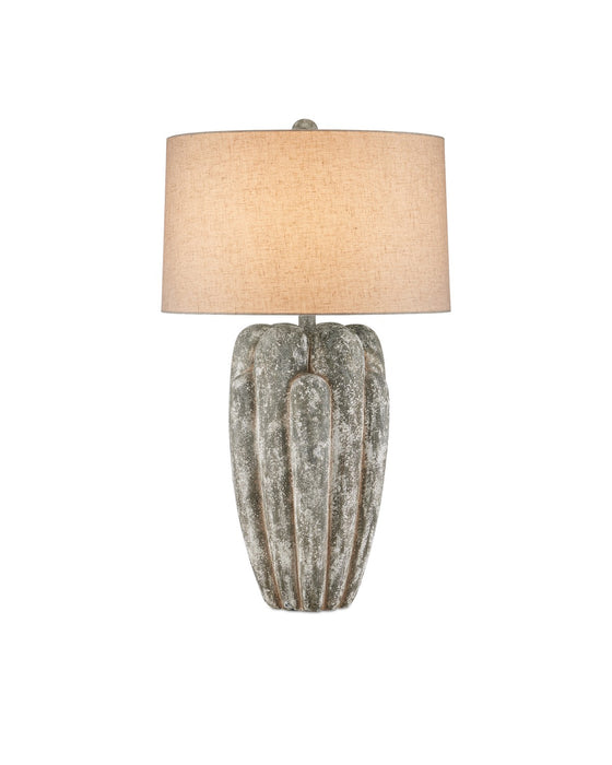Currey and Company 6000-0969 One Light Table Lamp, Dark Gray / White Texture